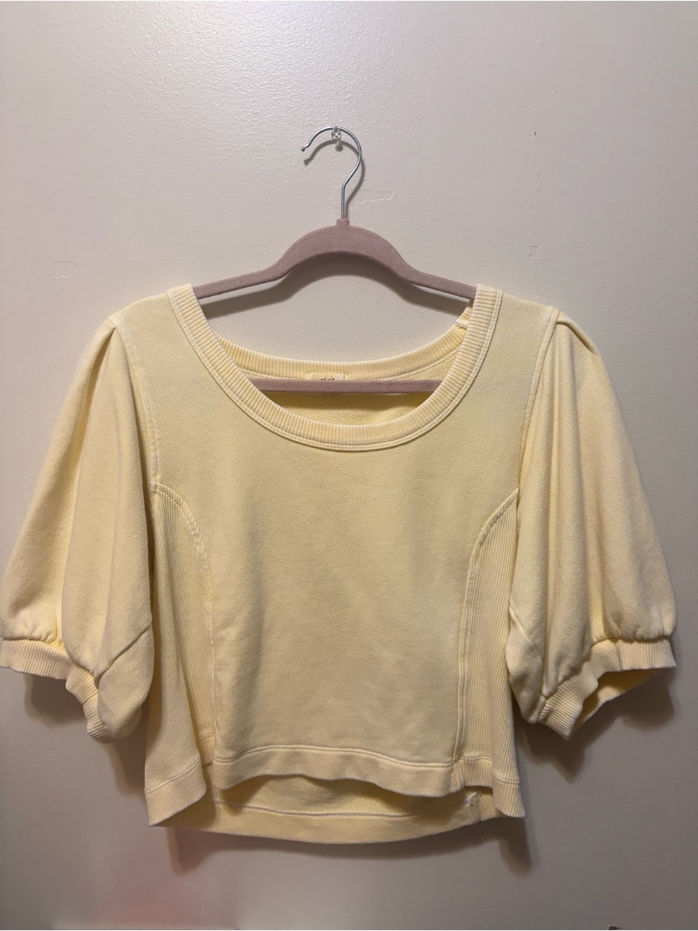 aerie Soft Yellow Puff-Sleeve Cropped Top